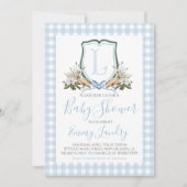 Preppy Southern Blue Boy Pelikaan Baby shower Kaart (Voorkant)