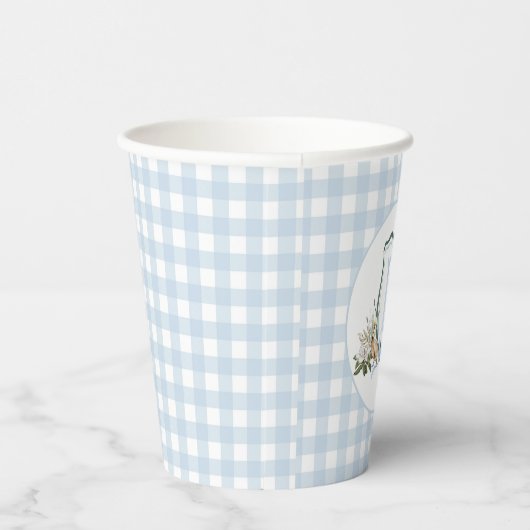 Preppy Southern Blue Boy Pelikaan Baby shower Papieren Bekers (Rechts)