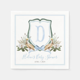 Preppy Southern Blue Boy Pelikaan Baby shower Servet
