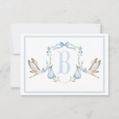 Preppy Southern Blue Boy Stork Baby shower Bedankkaart (Voorkant)