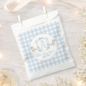 Preppy Southern Blue Boy Stork Baby shower Bedankzakje (Geknipt)