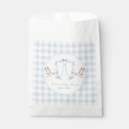 Preppy Southern Blue Boy Stork Baby shower Bedankzakje