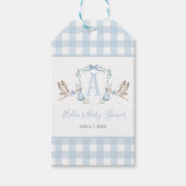 Preppy Southern Blue Boy Stork Baby shower Cadeaulabel (Voorkant)