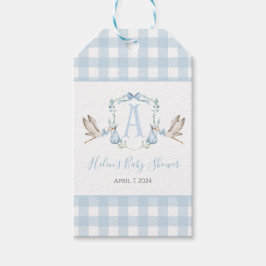 Preppy Southern Blue Boy Stork Baby shower Cadeaulabel