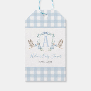Preppy Southern Blue Boy Stork Baby shower Cadeaulabel