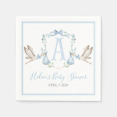 Preppy Southern Blue Boy Stork Baby shower Servet (Voorkant)