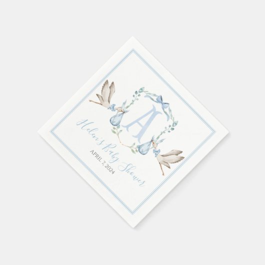 Preppy Southern Blue Boy Stork Baby shower Servet (Hoek)