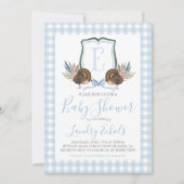 Preppy Southern Blue Boy Turkey Hunter-Baby shower Kaart (Voorkant)