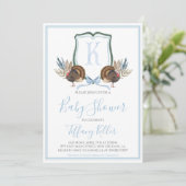 Preppy Southern Blue Boy Turkije Baby shower Kaart (Staand voorkant)
