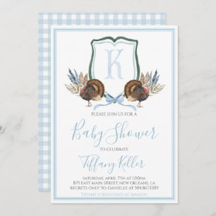 Preppy Southern Blue Boy Turkije Baby shower Kaart