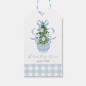 Preppy Southern Blue Chinoiserie Kerstboom Cadeaulabel (Voorkant)