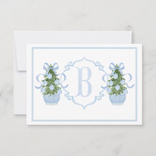 Preppy Southern Blue Chinoiserie Tree Baby shower Bedankkaart (Voorkant)