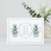 Preppy Southern Blue Chinoiserie Tree Baby shower Bedankkaart (Staand voorkant)