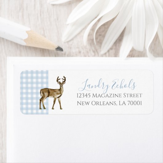 Preppy Southern Blue Deer Adresetiketten Etiket (Insitu)