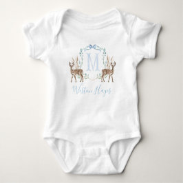 Preppy Southern Blue Deer Boy Baby shower Romper