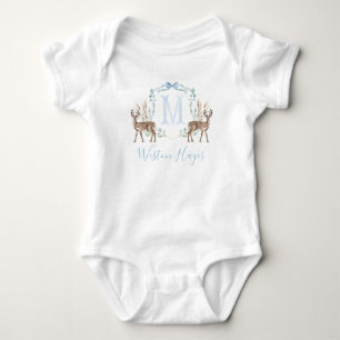 Preppy Southern Blue Deer Boy Baby shower Romper