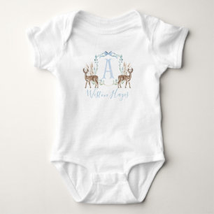 Preppy Southern Blue Deer Boy Baby shower Romper