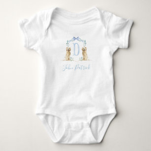 Preppy Southern Blue Dog Boy Baby shower Baby Romper