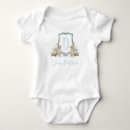 Preppy Southern Blue Dog Boy Baby shower Baby Romper