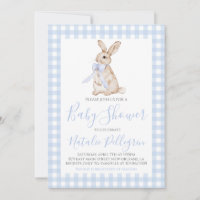 Preppy Southern Blue Gingham Bunny Baby shower