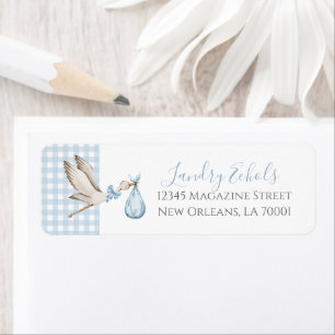 Preppy Southern Blue Stork Adresetiketten Etiket