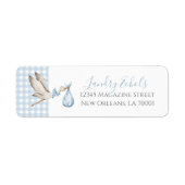 Preppy Southern Blue Stork Adresetiketten Etiket (Voorkant)