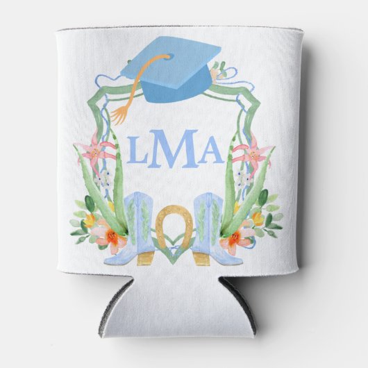 Preppy Southern Cowgirl Monogram Afstuderen Blikjeskoeler (Voorkant)