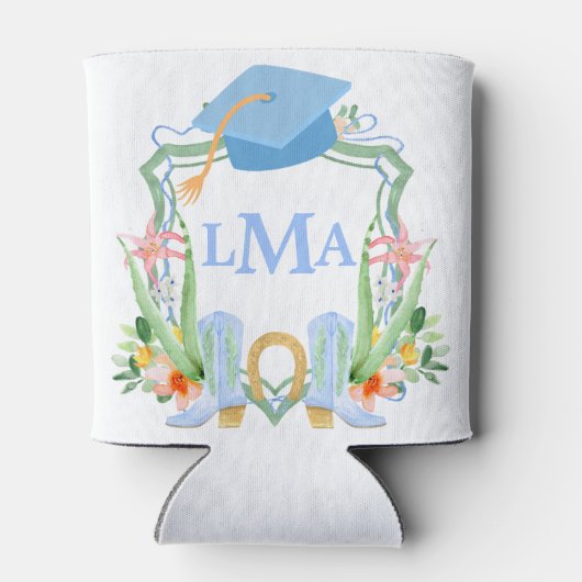 Preppy Southern Cowgirl Monogram Afstuderen Blikjeskoeler (Achterkant)