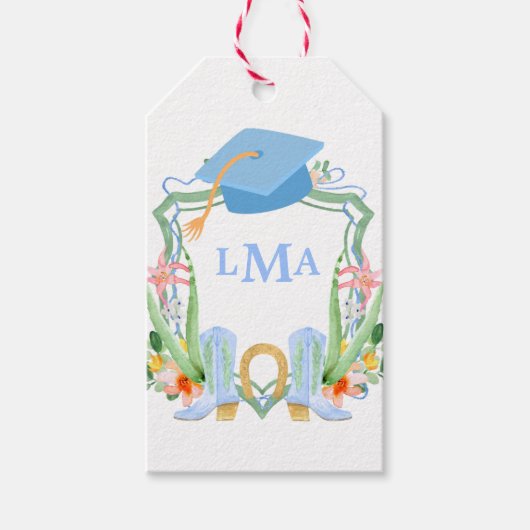 Preppy Southern Cowgirl Monogram Afstuderen Cadeaulabel (Voorkant)