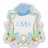 Preppy Southern Cowgirl Monogram Afstuderen Square Sticker (Voorkant)