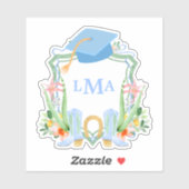 Preppy Southern Cowgirl Monogram Afstuderen Square Sticker (Vel)