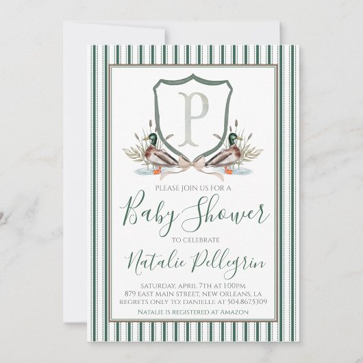 Preppy Southern Duck Boy Baby shower Kaart