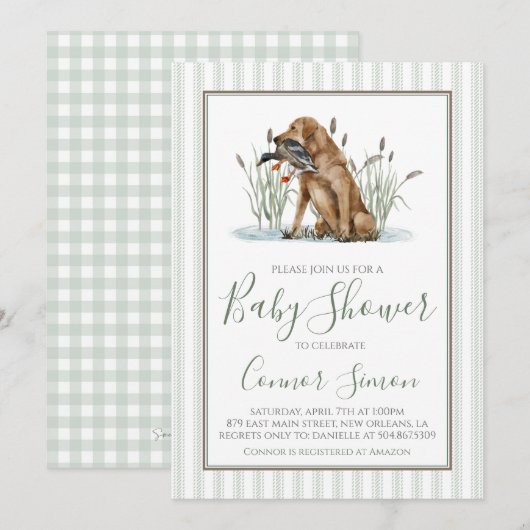 Preppy Southern Duck Hunter-Baby shower Kaart (Voorkant / Achterkant)