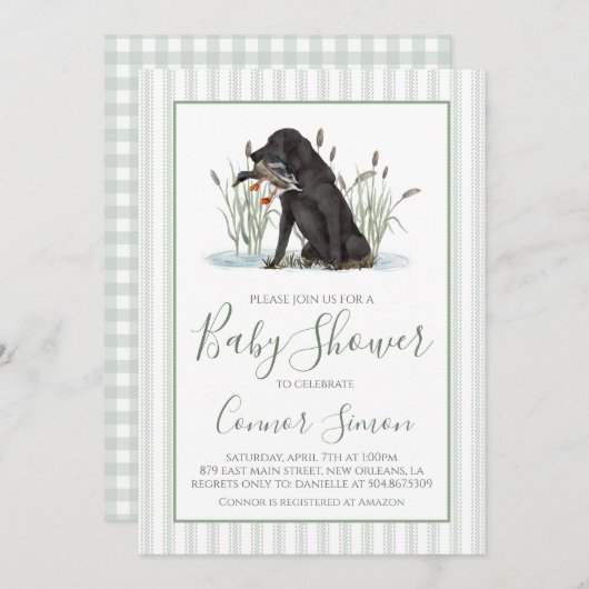 Preppy Southern Duck Hunter-Baby shower Kaart (Voorkant / Achterkant)