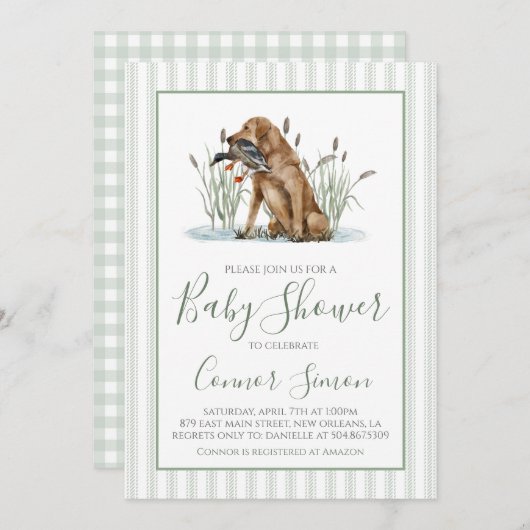Preppy Southern Duck Hunter-Baby shower Kaart (Voorkant / Achterkant)