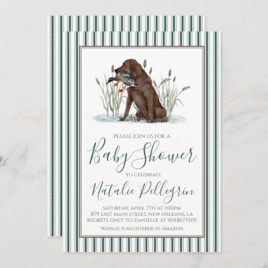 Preppy Southern Duck Hunter-Baby shower Kaart (Voorkant / Achterkant)