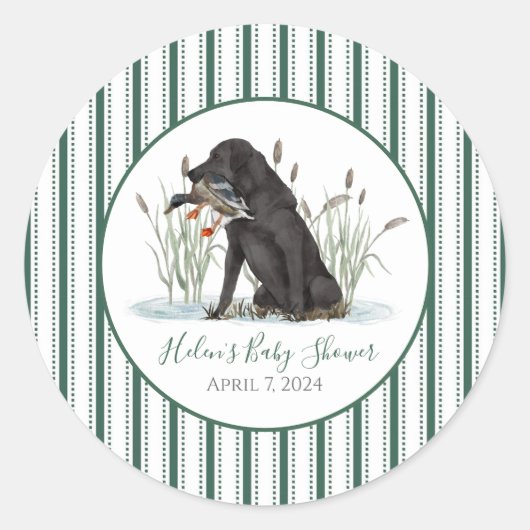 Preppy Southern Duck Hunter-Baby shower Ronde Sticker (Voorkant)
