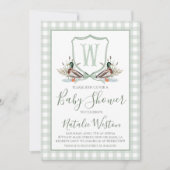 Preppy Southern Duck Sage Green Boy Baby shower Kaart (Voorkant)