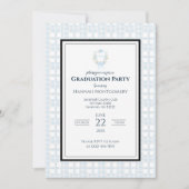 Preppy Southern Gingham Monogram Afstudeerfeest Kaart (Voorkant)