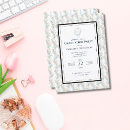 Preppy Southern Gingham Monogram Afstudeerfeest Kaart