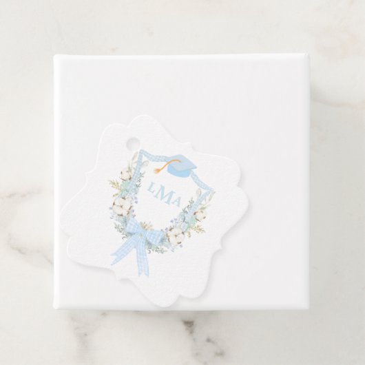 Preppy Southern Gingham monogram Afstuderen Bedankjes Labels (In situ)