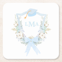 Preppy Southern Gingham monogram Afstuderen Kartonnen Onderzetters