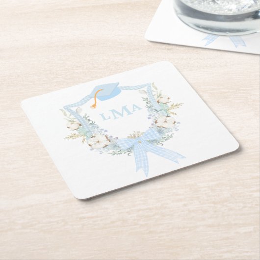 Preppy Southern Gingham monogram Afstuderen Kartonnen Onderzetters (Schuin)