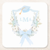 Preppy Southern Gingham monogram Afstuderen Kartonnen Onderzetters (Voorkant)