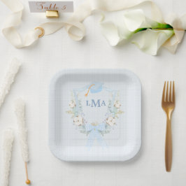 Preppy Southern Gingham monogram Afstuderen Papieren Bordje