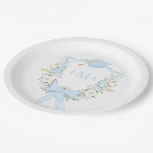 Preppy Southern Gingham monogram Afstuderen Papieren Bordje (Gekanteld)