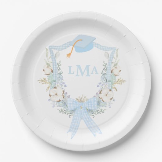 Preppy Southern Gingham monogram Afstuderen Papieren Bordje (Voorkant)