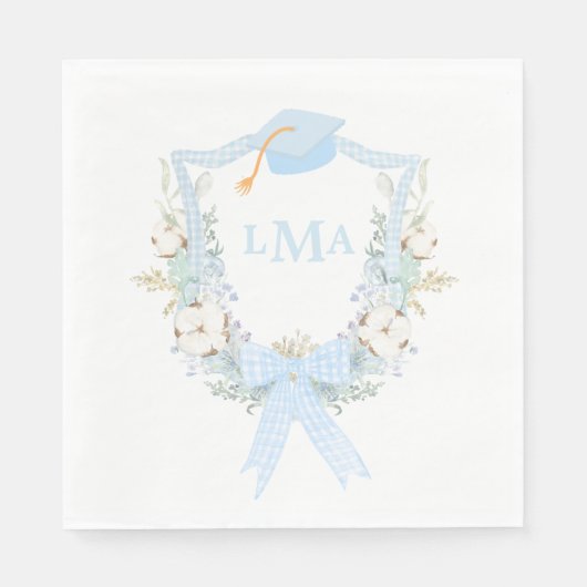 Preppy Southern Gingham monogram Afstuderen Servet (Voorkant)