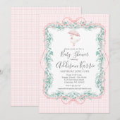 Preppy Southern goose baby shower invite Kaart (Voorkant / Achterkant)