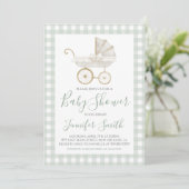 Preppy Southern Green Boy Carriage Baby shower Kaart (Staand voorkant)